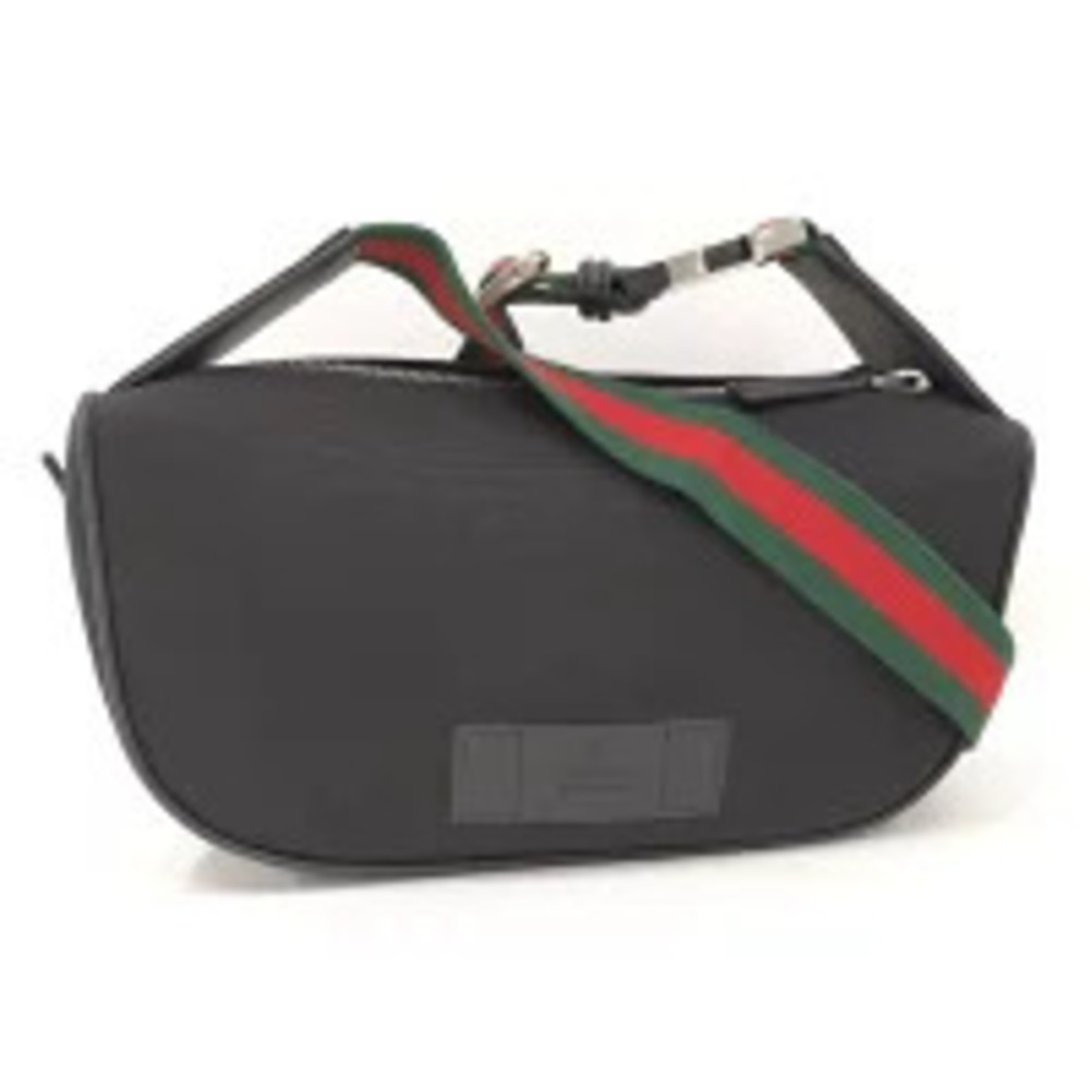 GUCCI Body Bum Crossbody Belt Bag Sherry Techno Canvas Black